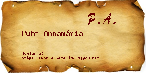 Puhr Annamária névjegykártya
